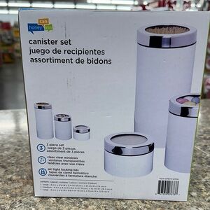 Honey-Can-Do White 3-Piece Canister Set - Sleek Kitchen Storage